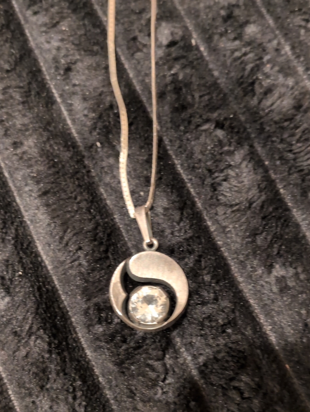 Karl Laine Finland Sterling Modernist 925 Silver and Crystal Necklace